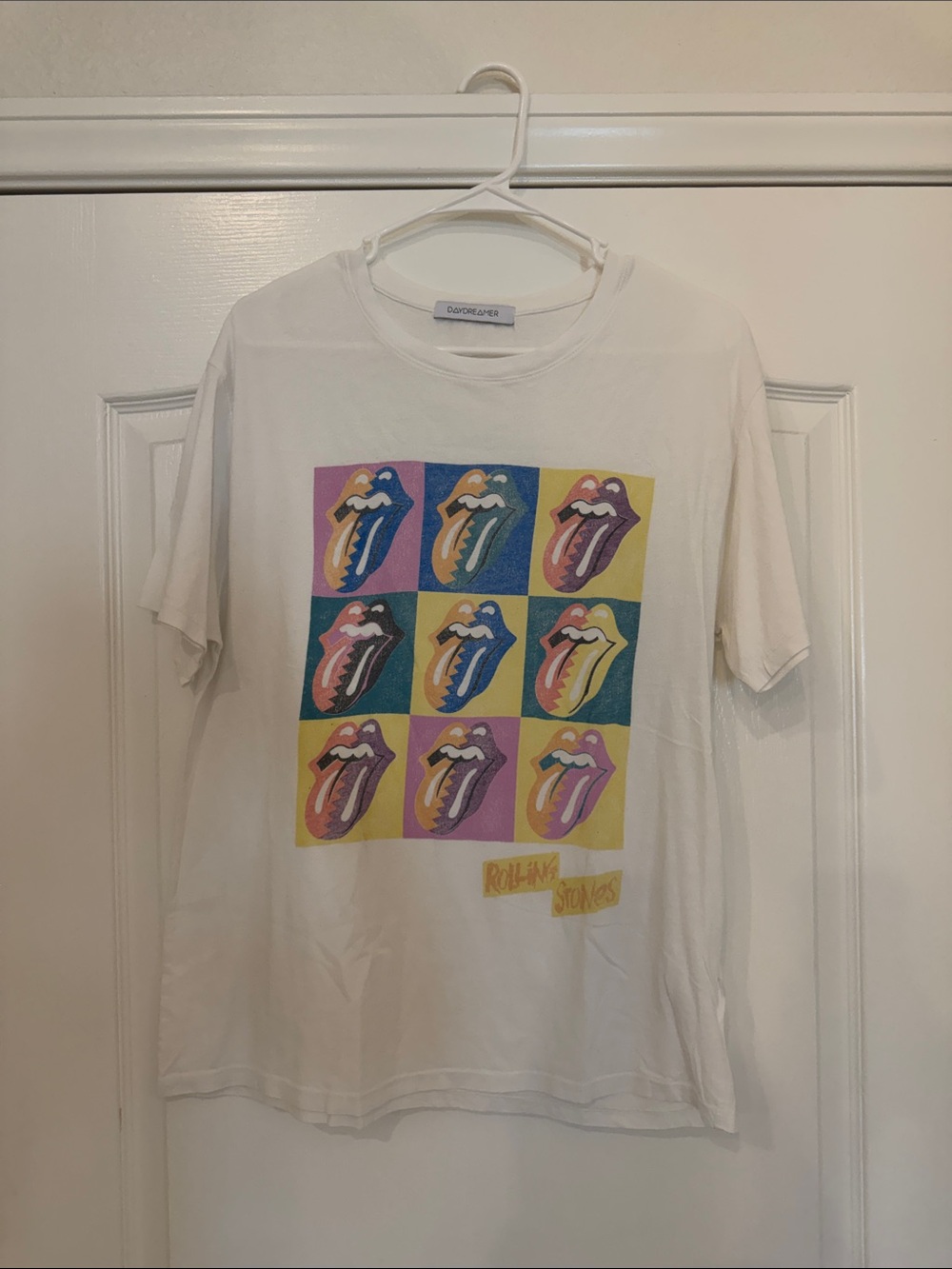White Graphic women’s T‑Shirt with Colorful Pop Art Tongue Print